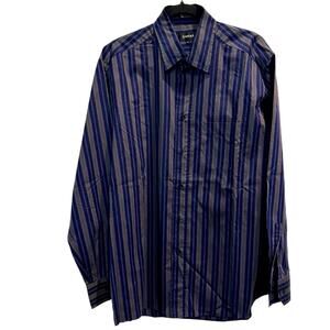 Sarar‎ Men's Blue Striped Long Sleeve Button-Up Shirt Size L Casual
